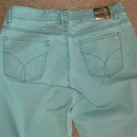 Calvin Klein Aqua Green Twill Jeans 12 - Picture 4 of 6